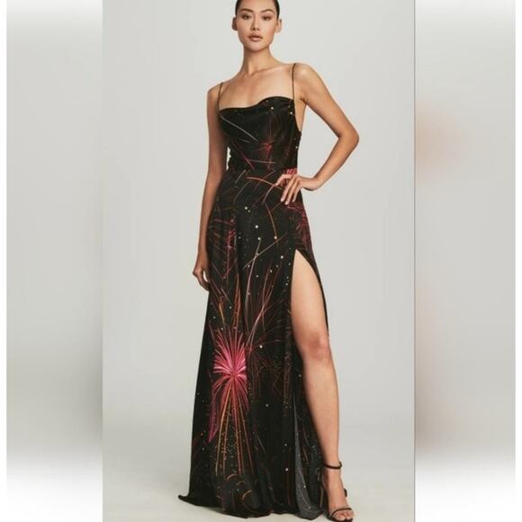 Retrofete Gracie Dress in Fireworks Size Medium Silk Blend NWT Sleeveless Maxi - Picture 1 of 12